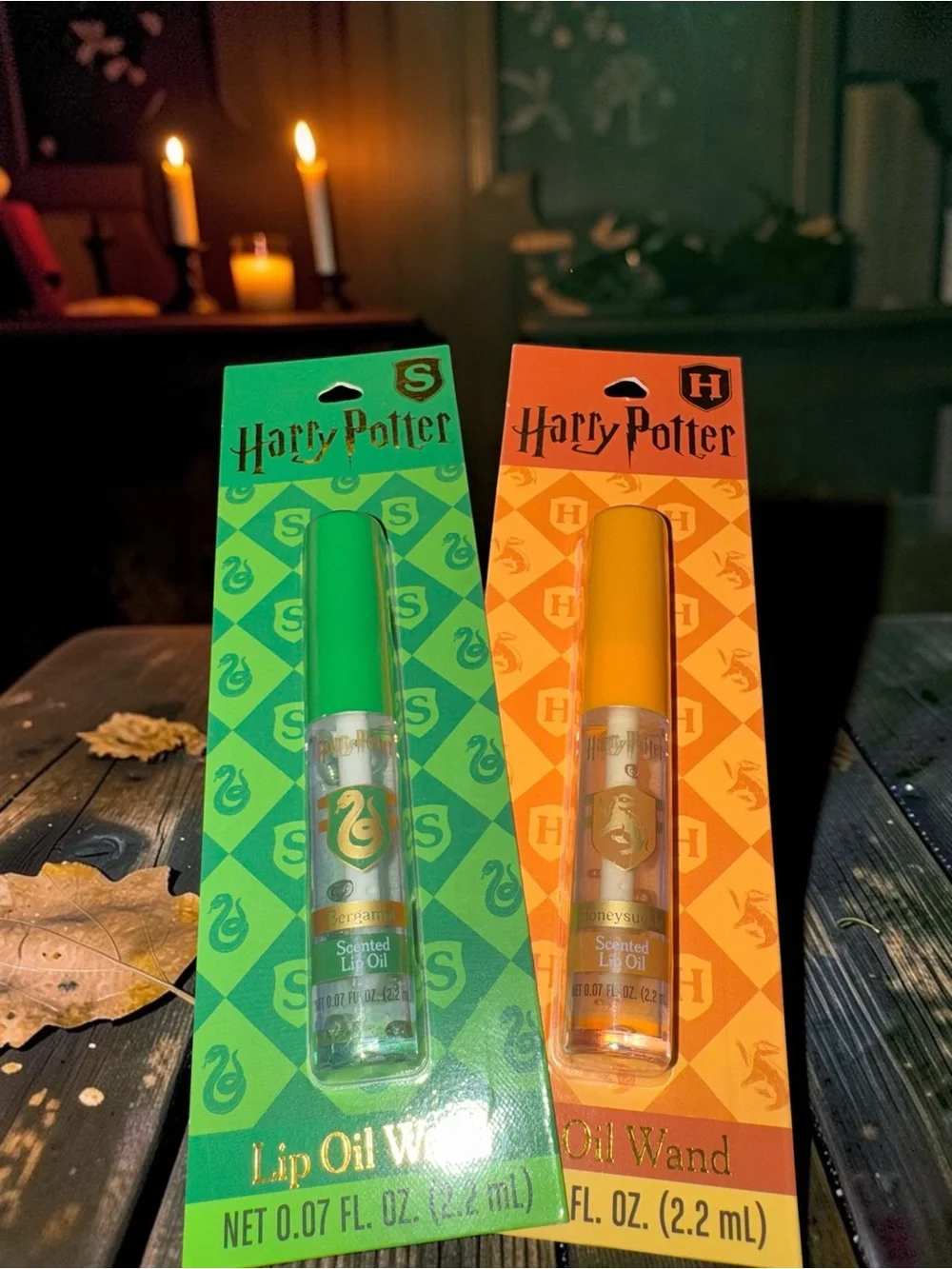 Harry Potter Slytherin & Hufflepuff Lip Oil Wand Set of 2 NEW